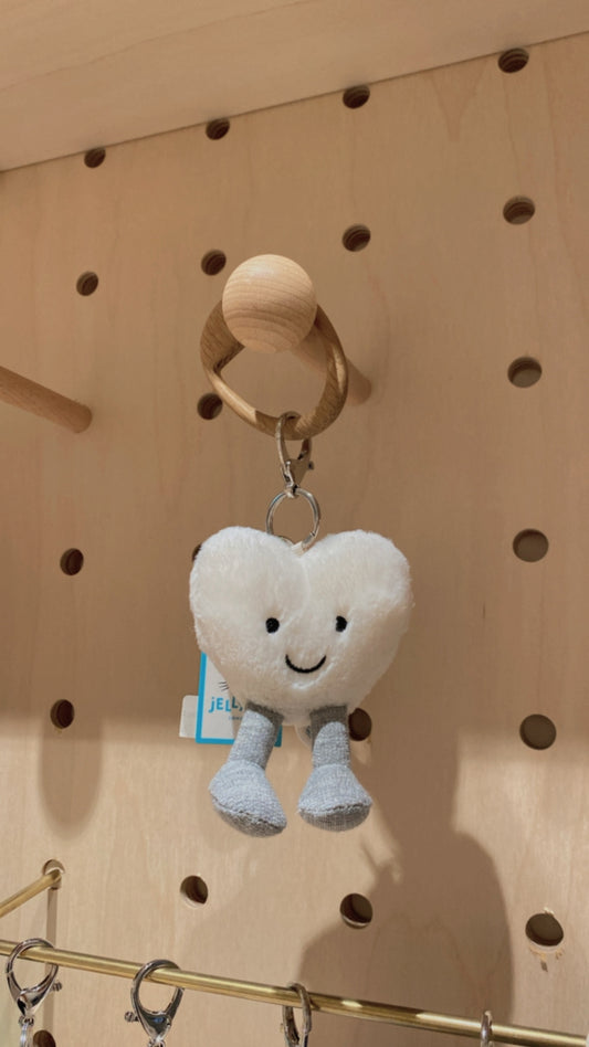 Jellycat Amuseables Cream Heart Bag Charm (Retired)
