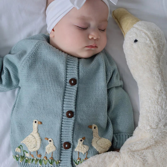 Shirley Bredal Spring Geese Cardigan (Cotton) - Duck Blue