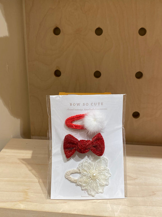 Bow So Cute Bow Clip Set ( Red)