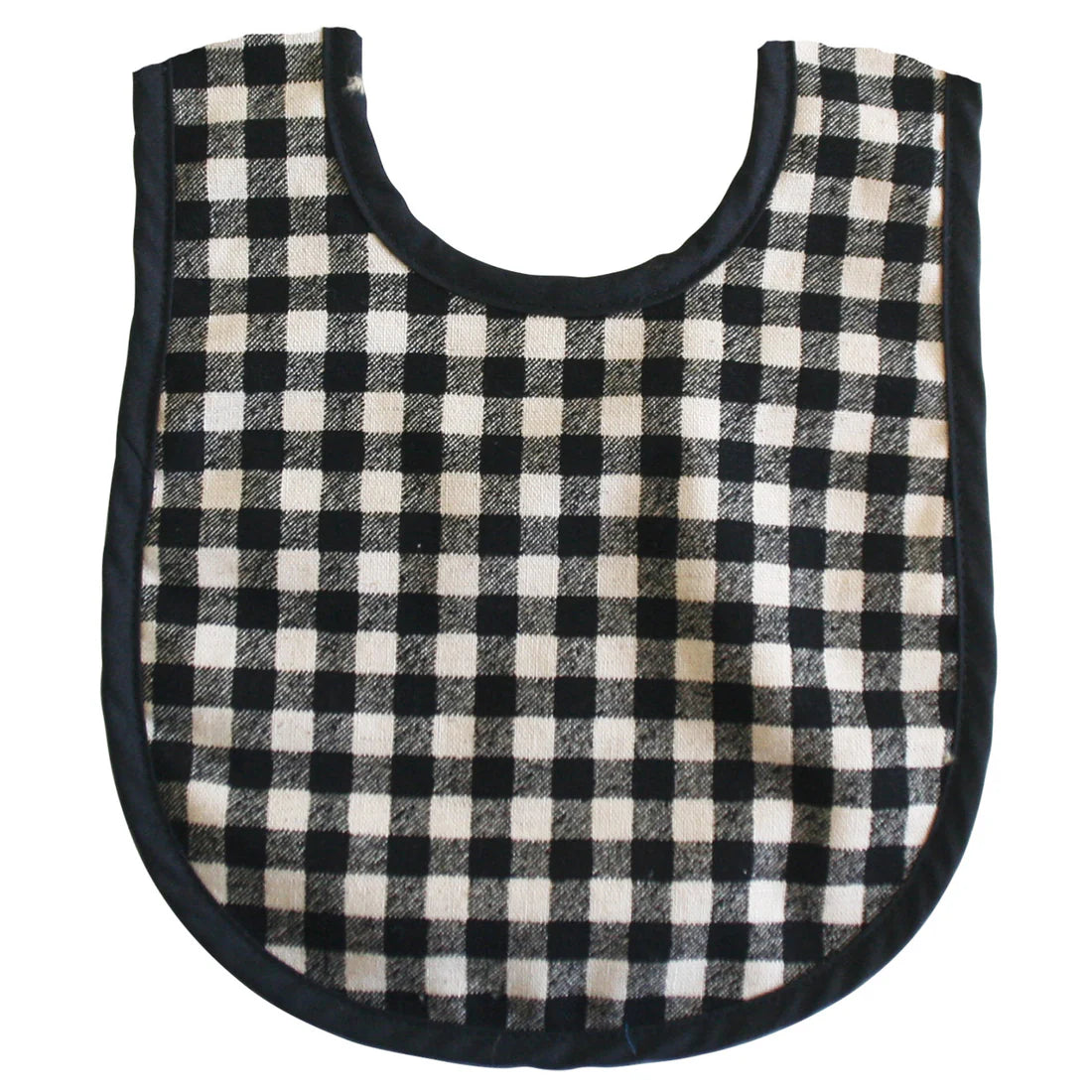 Alimrose Scallop Bib - Black Check Linen (Arriving in late July)