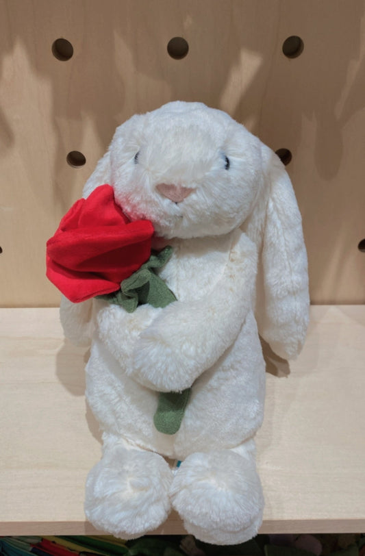 Jellycat Cream Bunny with Rose 31cm