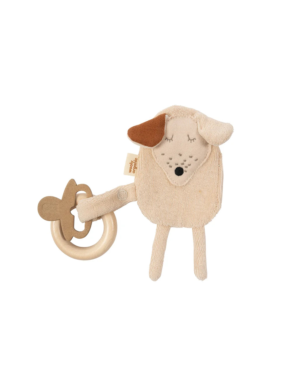 Crinkle Dog Wooden Teether - Smoke Gray