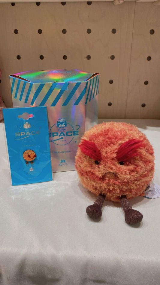 Jellycat Planet Mars set with box and pin and sticker