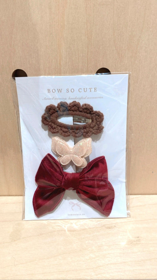 Bow So Cute Bow Clip Set (Red velet)