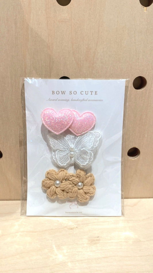 Bow So Cute Bow Clip Set (Heart)