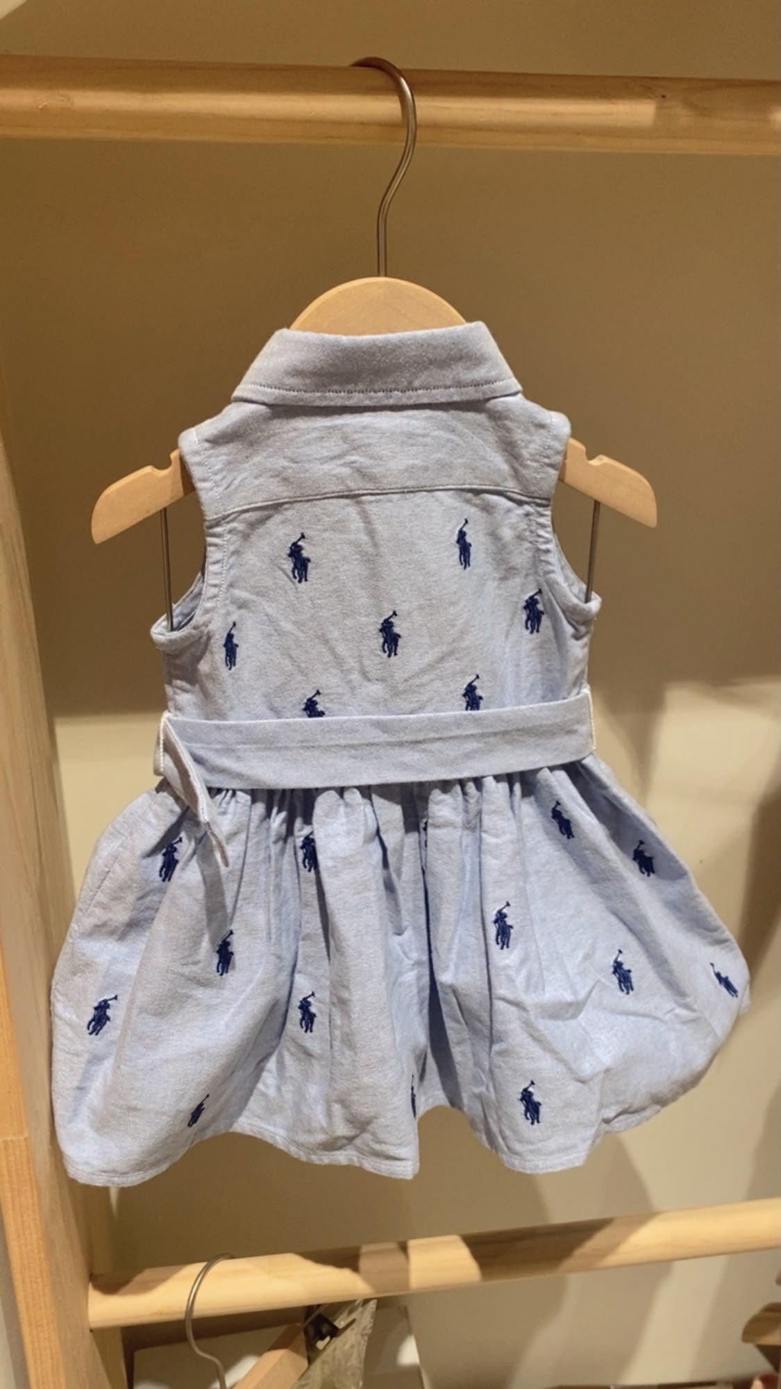 Belted Polo pony Oxford shirtdress with Bloomer