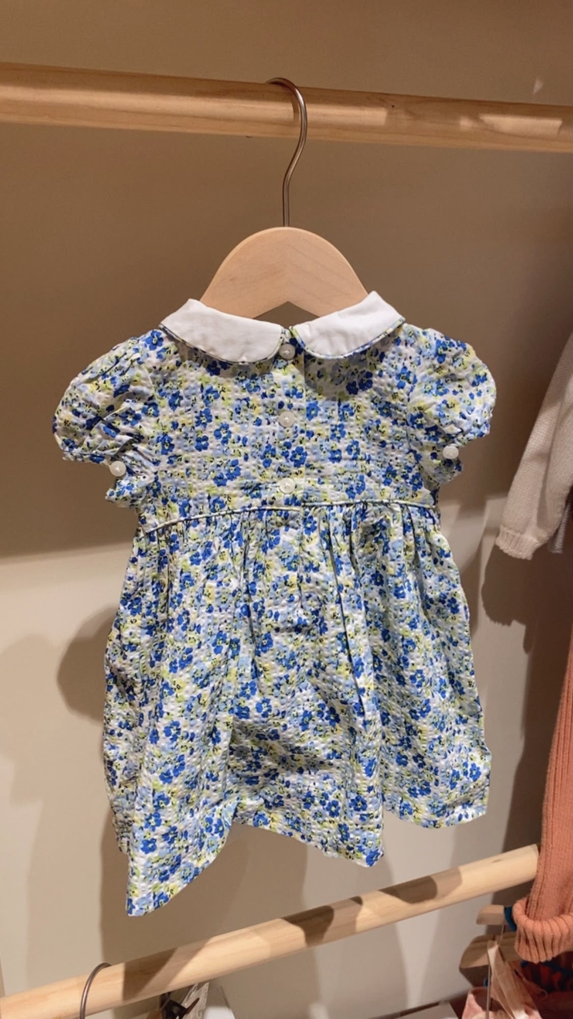 Floral Smocked Cotton Seersucker Dress with Bloomer