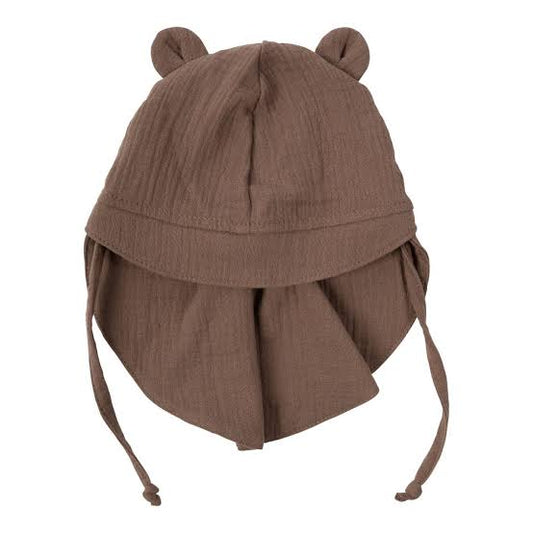 Sun Hat with Teddy Ears - Brown