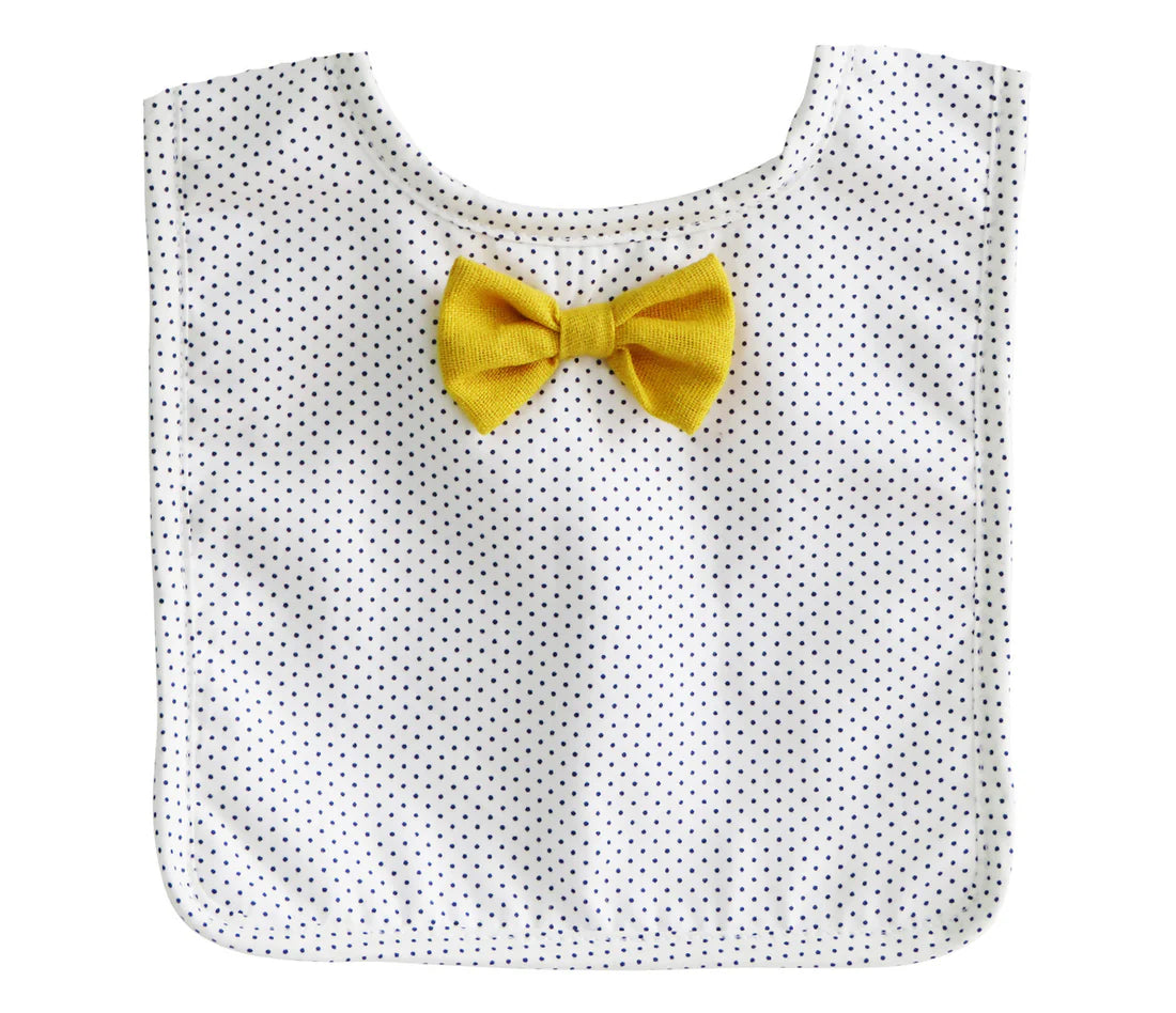 Alimrose Bow Tie Bib - Navy Pinspot