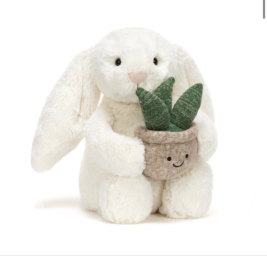 Jellycat Cream Bunny with Plant