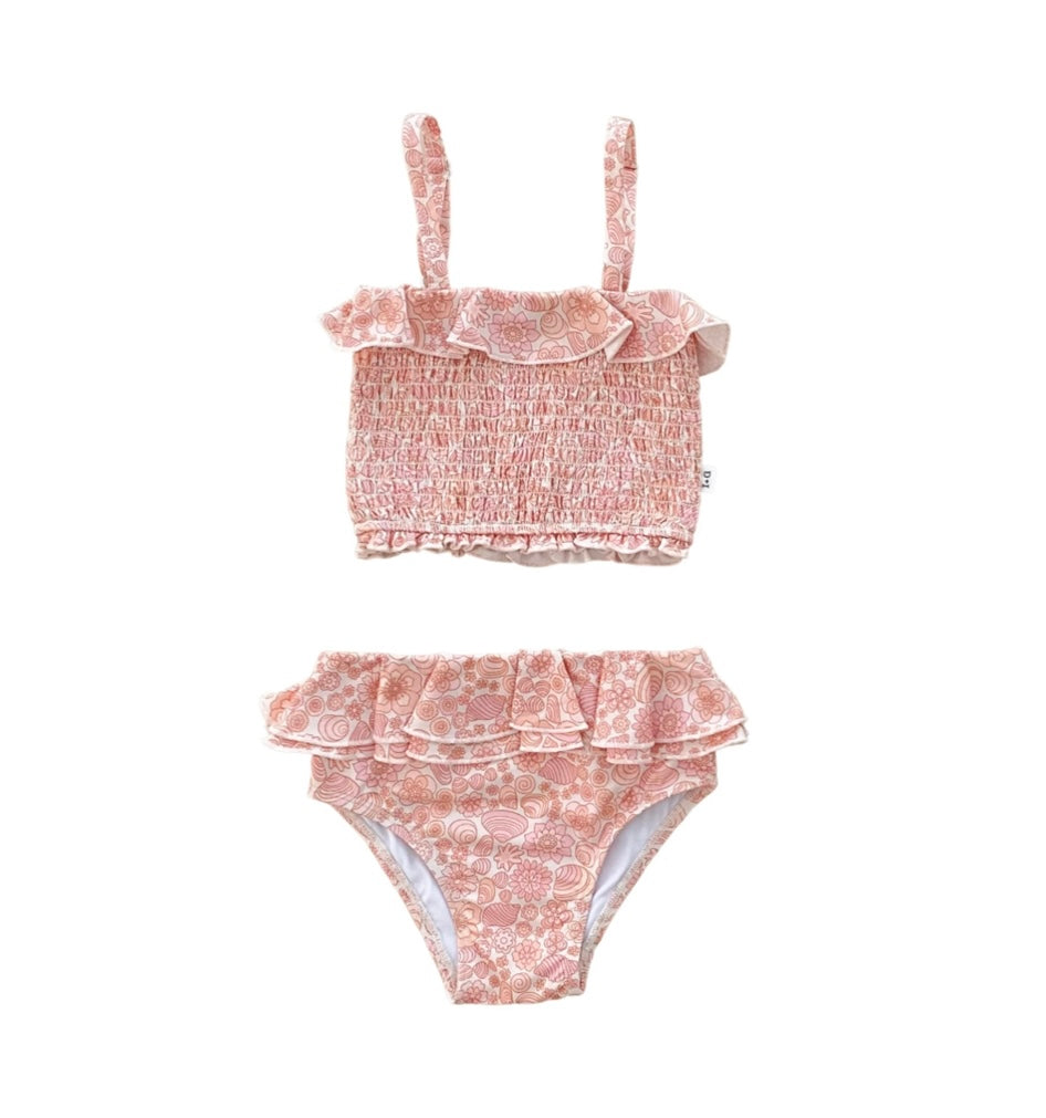 India and Grace Shirred Two Piece Swimsuit- Retro Seashell