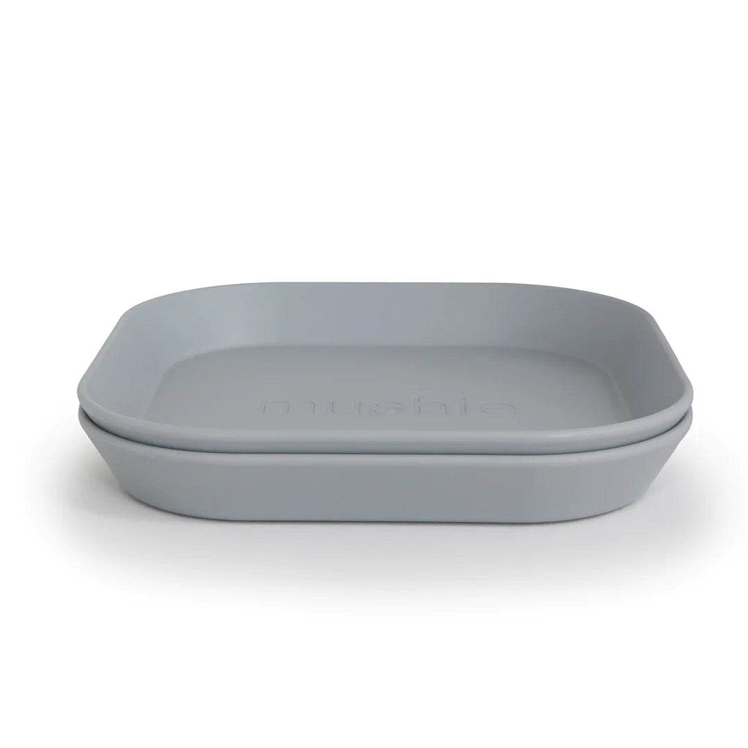 Mushie Square Dinnerware Plate 2-Pack (Cloud)