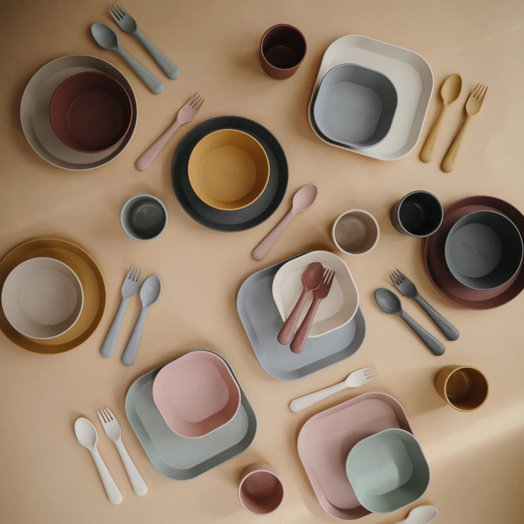 Mushie Square Dinnerware Plate 2-Pack (Cloud)