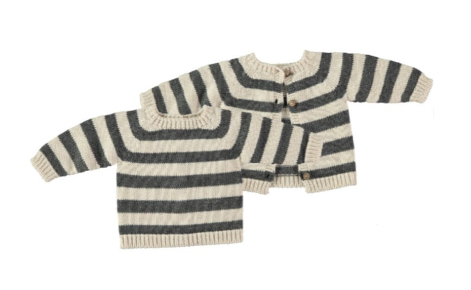 Li & Me Thomas: Maxi-Stripe Knit Sweater (Cream-Dark Grey)