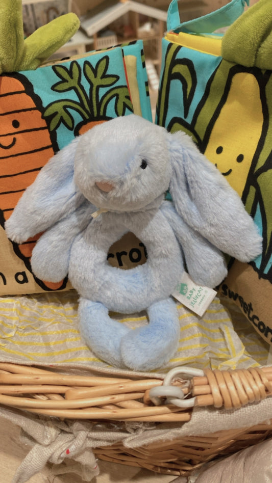 Jellycat Bashful Blue Bunny Ring Rattle