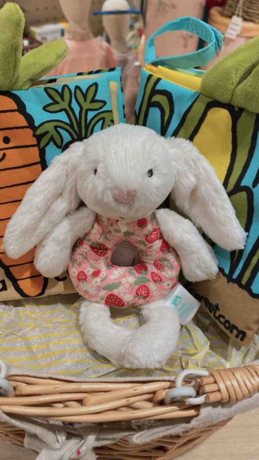 Jellycat Blossom Cream Bunny 'Berry' Ring Rattle