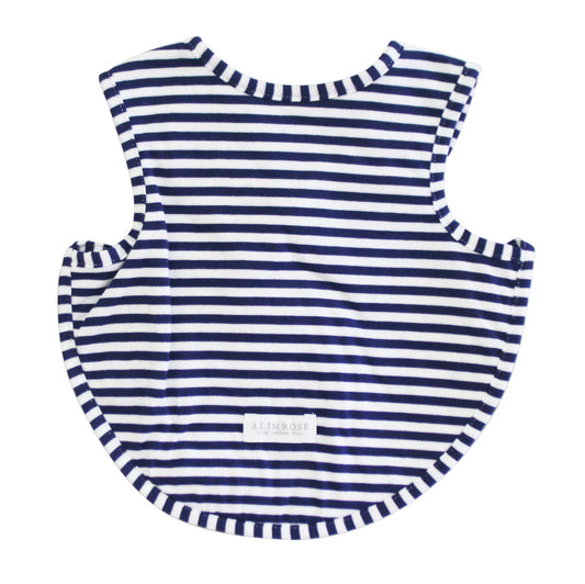 Alimrose Scallop Bib - Arm Holes Back Fastening Navy (Arriving in late July)
