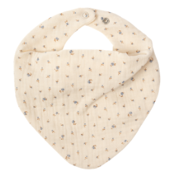 Muslin Bib - Ecru with Blue Flowers