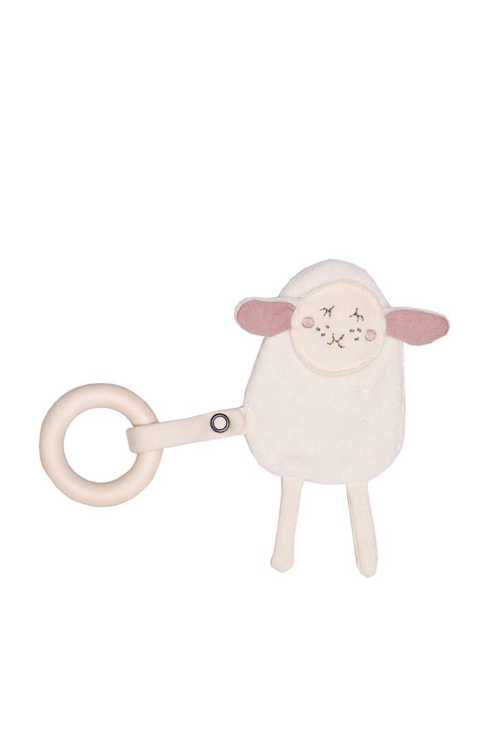 Crinkle Sheep Wooden Teether - Ecru