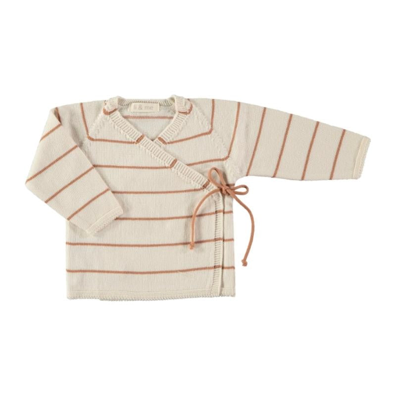 Li & Me Mat: Stripes Knit Crossed Sweater (Cream Clay)