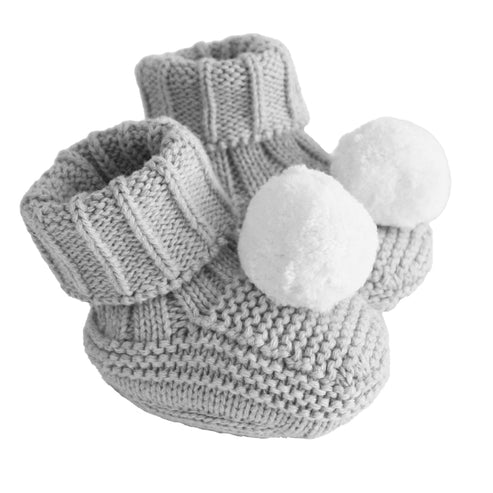 Alimrose Pom Pom Baby Socks Grey