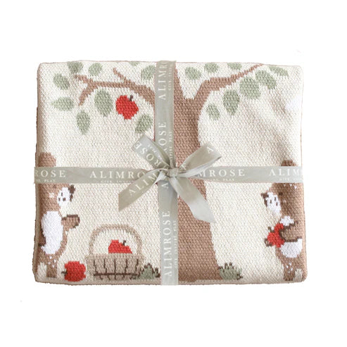 Alimrose Teddy Bears Picnic Baby Blanket Natural