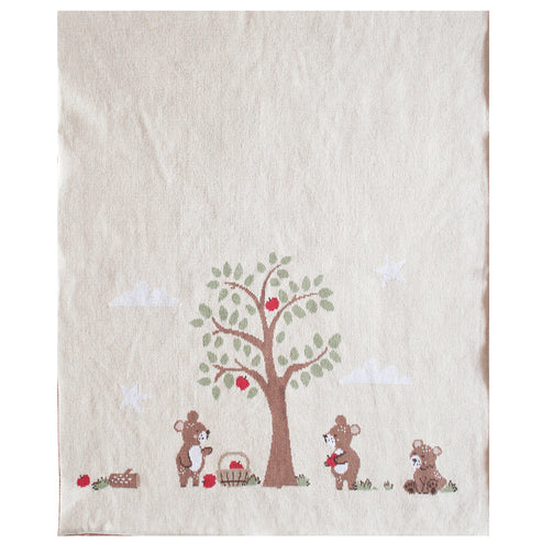 Alimrose Teddy Bears Picnic Baby Blanket Natural