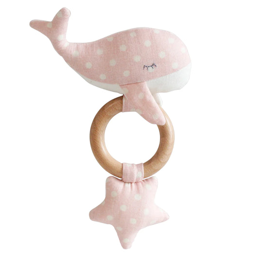 Alimrose Whale Star Teether Toy - Pink Spot