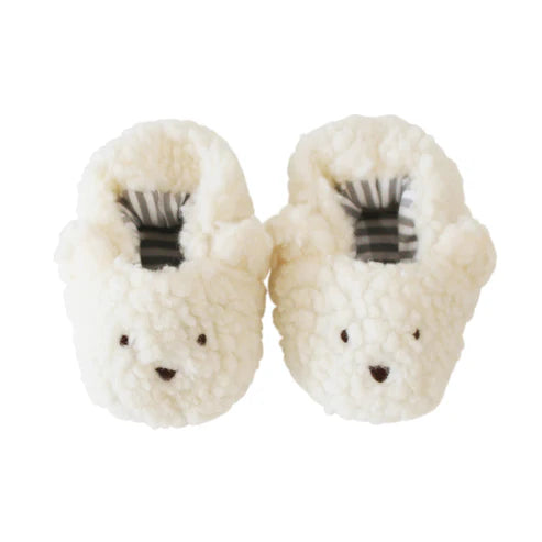 Alimrose Sherpa Bear Booties Ivory