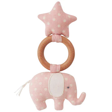 Alimrose Elephant Star Teether Pink White Spot