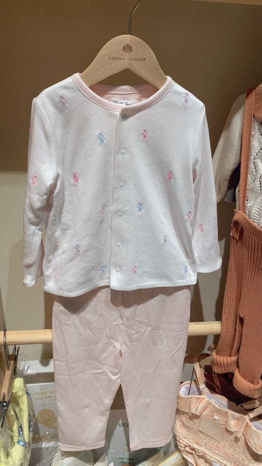Polo Pony Reversible Cotton Jacket with Trousers - Pink