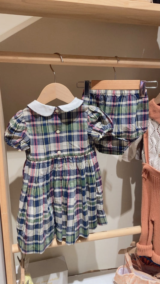 Smocked Madras Dress with Bloomer