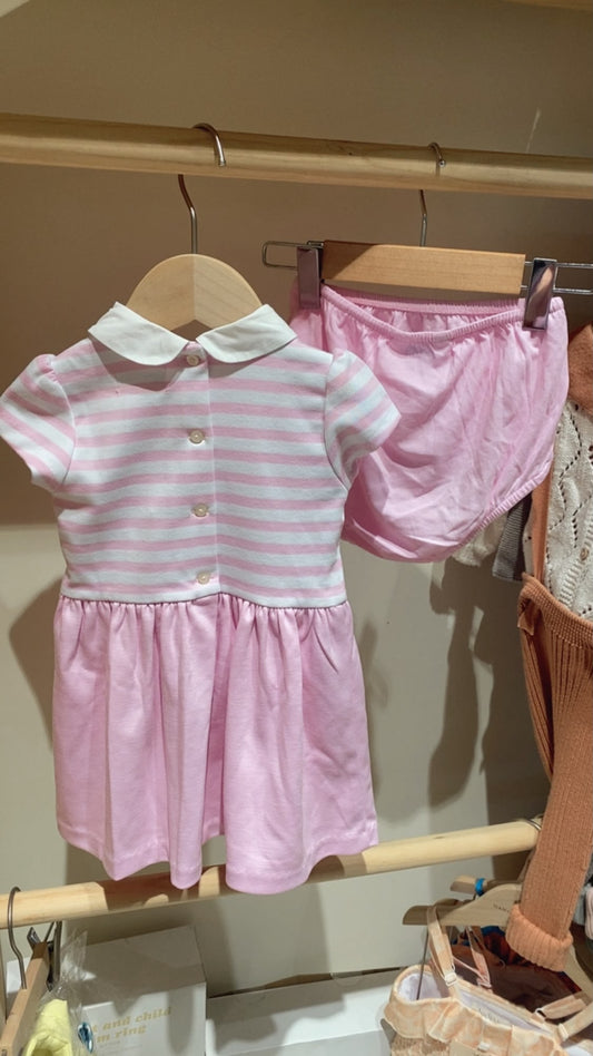 Striped Roma Cloth Dress with Bloomer