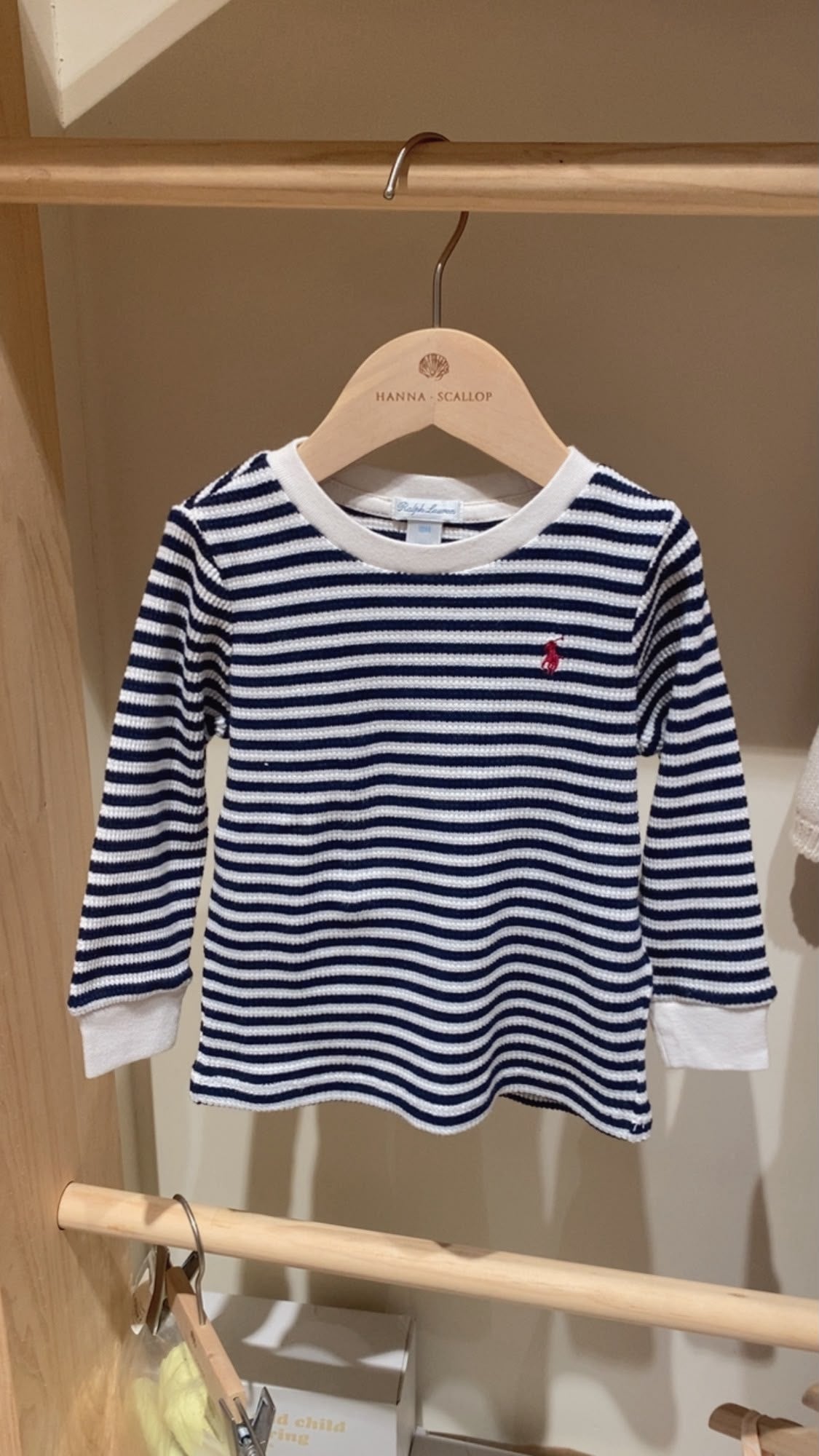 Striped Waffle-Knitted Long Sleeve T-shirt