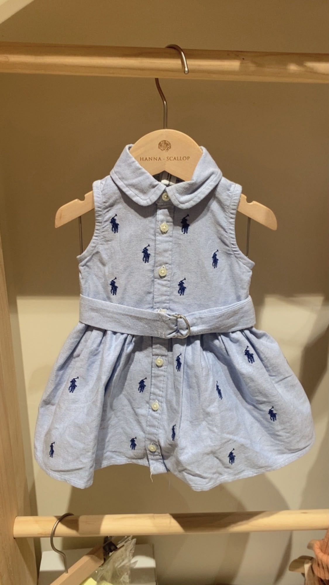 Belted Polo pony Oxford shirtdress with Bloomer