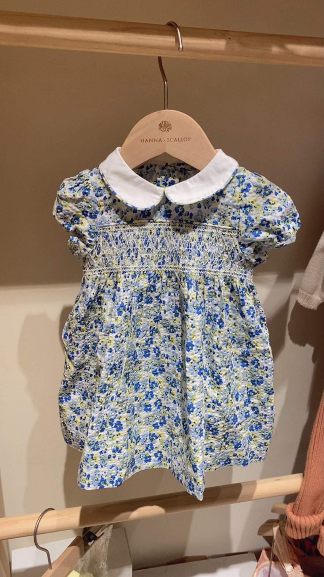 Floral Smocked Cotton Seersucker Dress with Bloomer