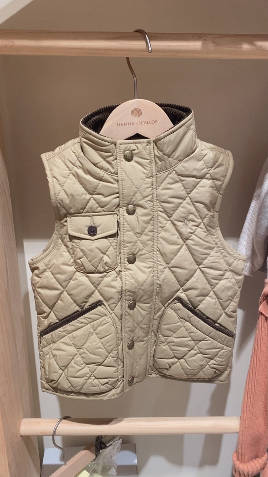 Corduroy-Trim Quilted Vest