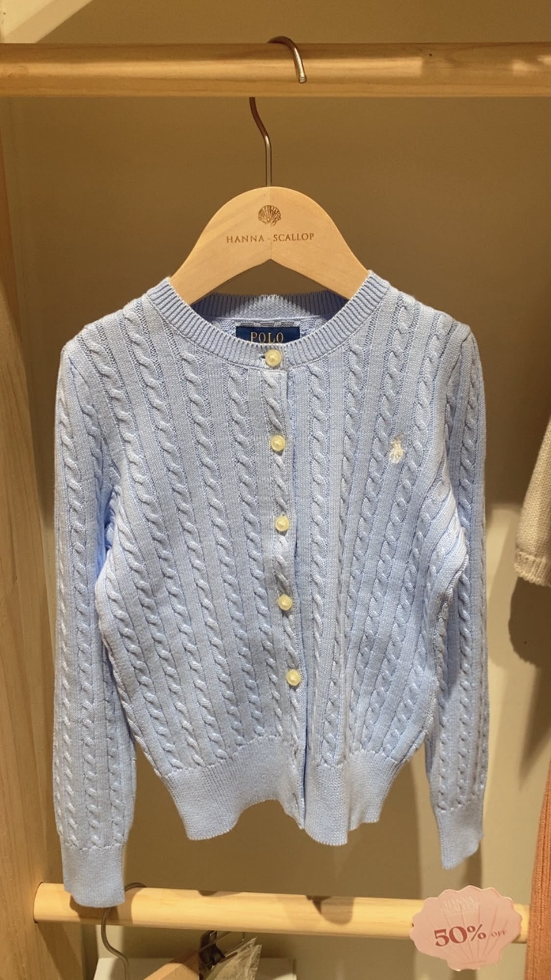 Mini-Cable Cotton Cardigan - Chambray Blue