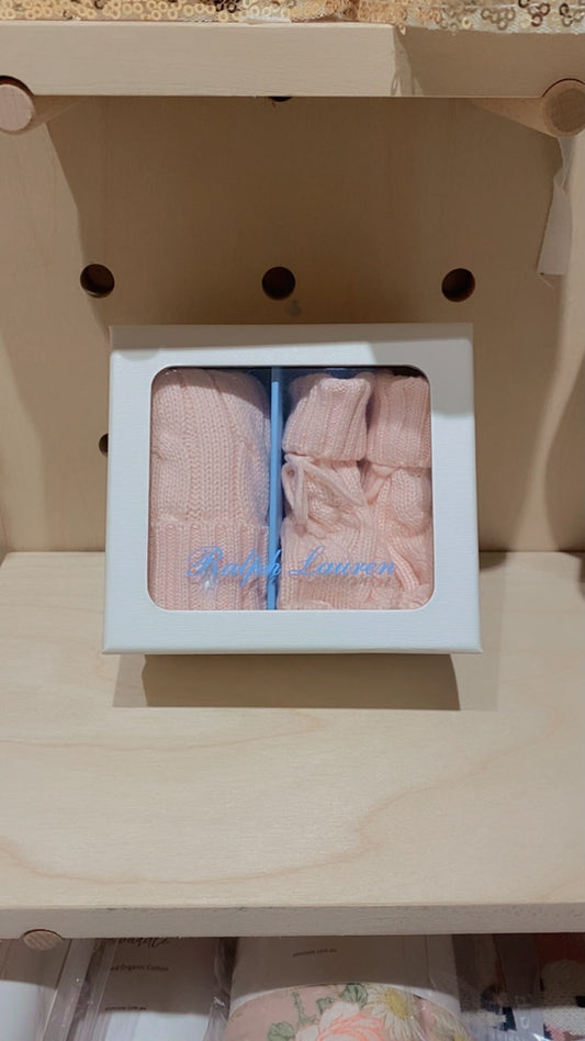 Cable-Knit Cotton Beanie & Bootie Set