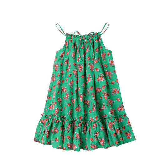 Kidsagogo Aera Dress: Green rosebud
