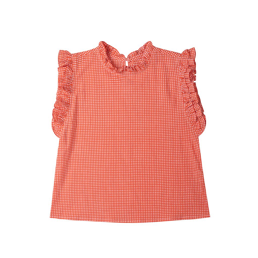 Kidsagogo Lola Top:Mini Check Cherry Red