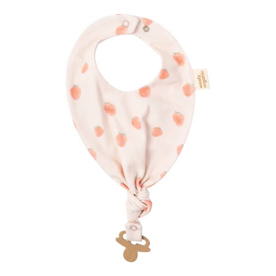 Bib with Pacifier Clip - Strawberry