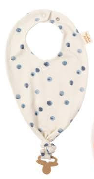 Bib with Pacifier Clip - Blueberry