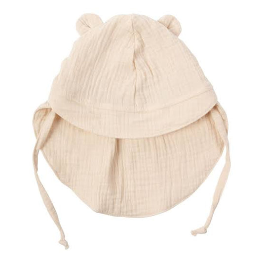 Sun Hat with Teddy Ears - Circle - Natural Ecru