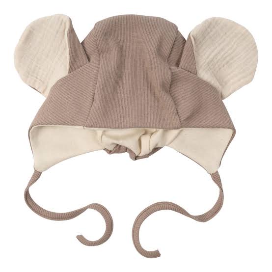 Hat with Mouse Ears - Natural Ecru/Cinder