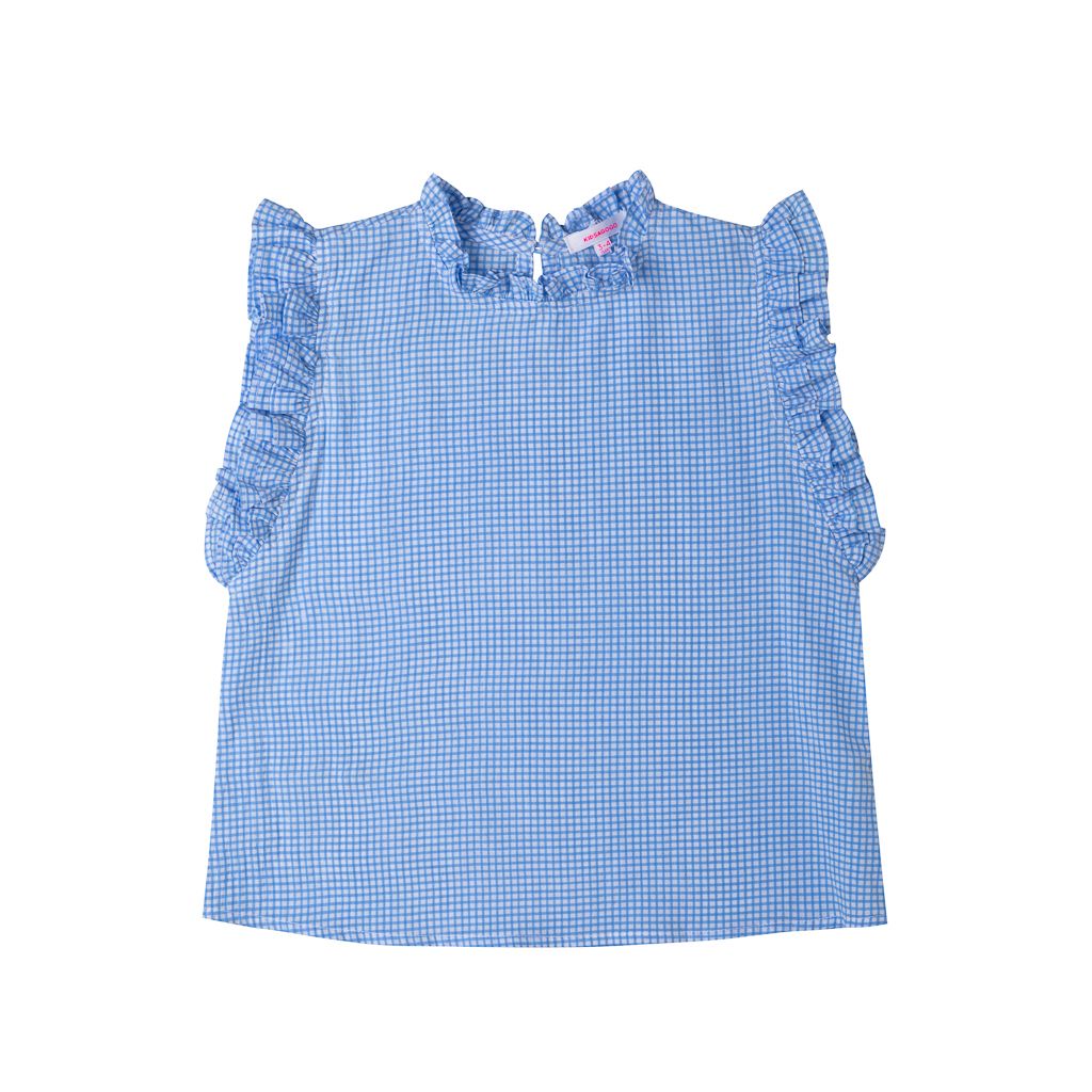 Kidsagogo Lola Top: Mini Check Iris Blue