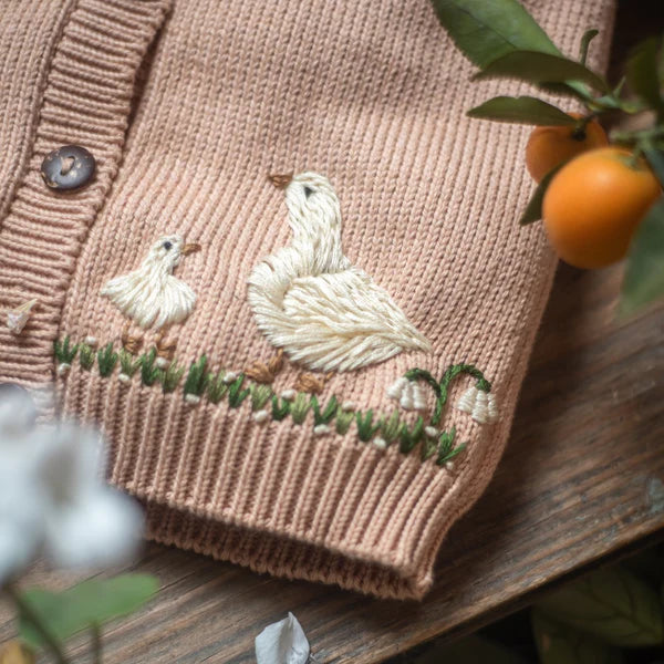 Shirley Bredal Spring Geese Cardigan (Cotton) - Apricot