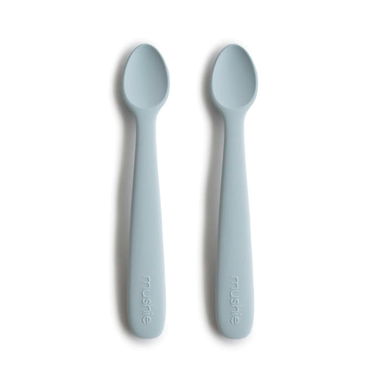 Mushie Silicone Feeding Spoons 2-Pack (Powder Blue)