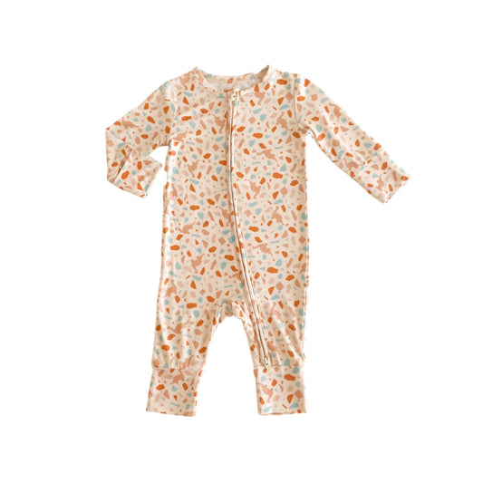 India and Grace Organic All in one Zip Suit: Dino Terrazzo