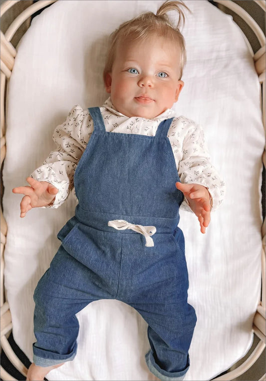 Miann & Co Baby Cross Back Overalls : Chambray